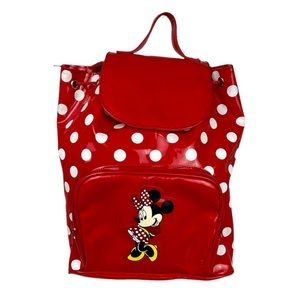 Disneyland Disney Minnie Mouse Red Vinyl Polka Dot Retro Backpack